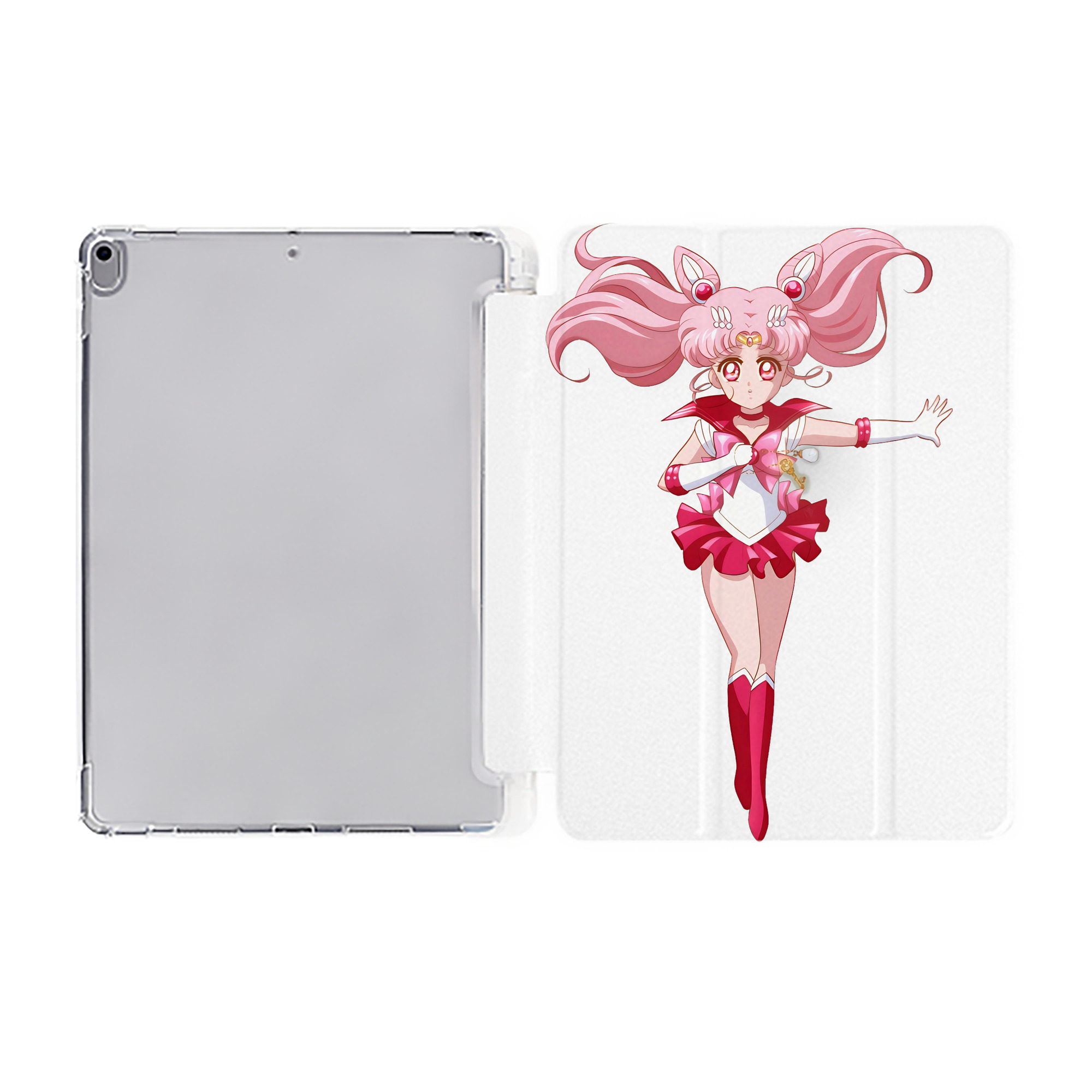 （画像用） 美少女戦士セーラームーン ちびうさ Sailor Moon Chibiusa Tsukino Usagi Small Lady Serenity IPad ケース ペン収納付き 三つ折りスタンド PUレザー×シリコン 対応機種9.5/10.5/10.9インチ